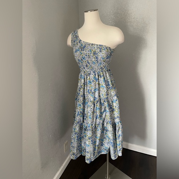 Lulu's Blue and Green One-Shoulder Sundress - Picture 3 of 5